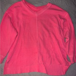 Bright Pink Oversized off the shoulder Sweatshirt